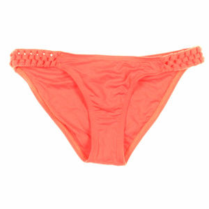 L Space Coral Pink Braided Hipster Swim Bottoms xs